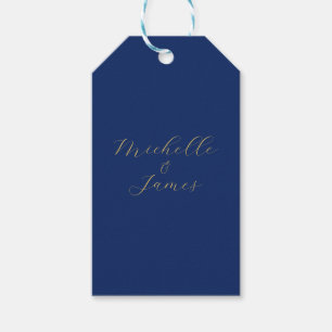 Étiquettes-cadeau Couleurs Bleu & Or Nom Professionnel Tendance Mode