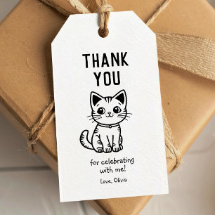 Étiquettes-cadeau Couleurs personnalisées merci chat