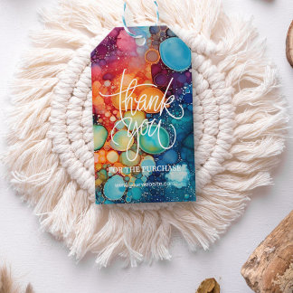 Étiquettes-cadeau Couleurs vives personnalisables du Merci d'affaire