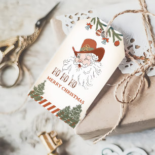 Étiquettes-cadeau Country Western Cowboy Père Noël Christmas Cadeaux