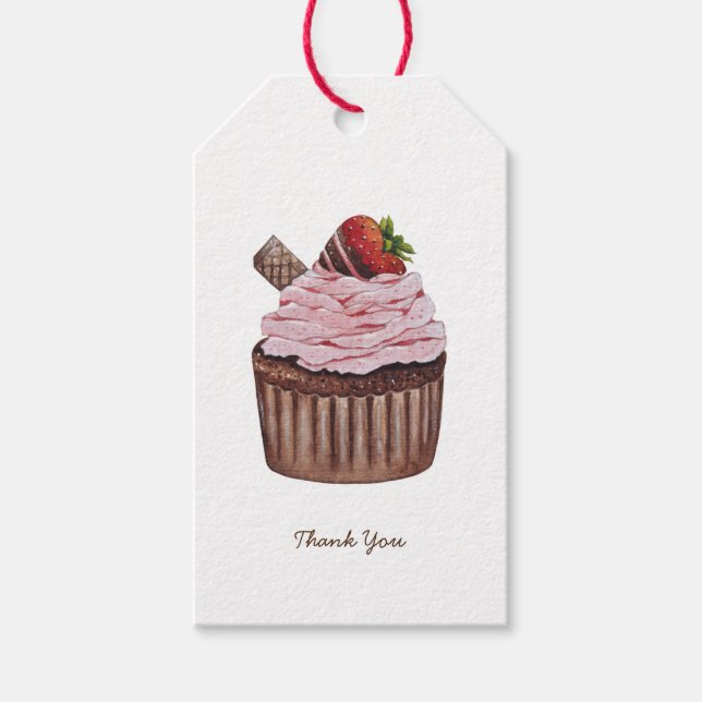Étiquettes-cadeau Coupe De Fraise Cute À L'Aquarelle (Devant)
