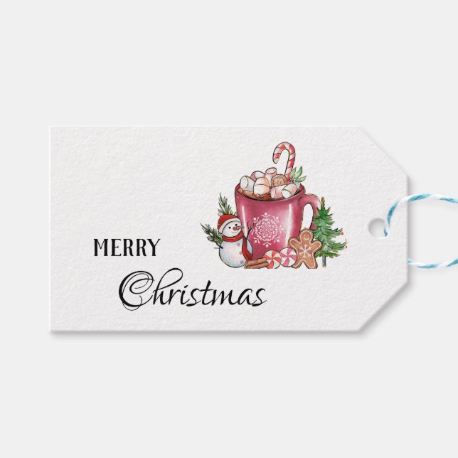 Étiquettes-cadeau Coupe mignonne moderne Joyeux Noël Joyeux Vacances (Devant (Horizontal))