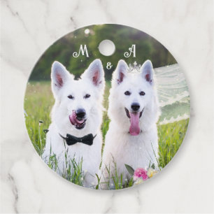 Étiquettes Cadeau Couple de chiens romantiques se mariant