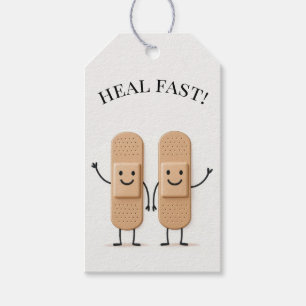 Étiquettes-cadeau Couple de personnages bâtons avec bandage qui agit