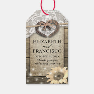 Étiquettes-cadeau Couple Horseshoe Mariage de dentelle de coeur