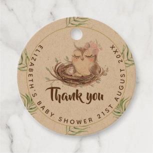 Étiquettes Cadeau Couples de chouette de bébé douche OEufs rustiques