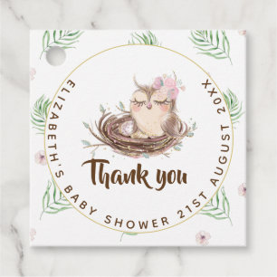 Étiquettes Cadeau Couples de chouette de bébé douche OEufs rustiques