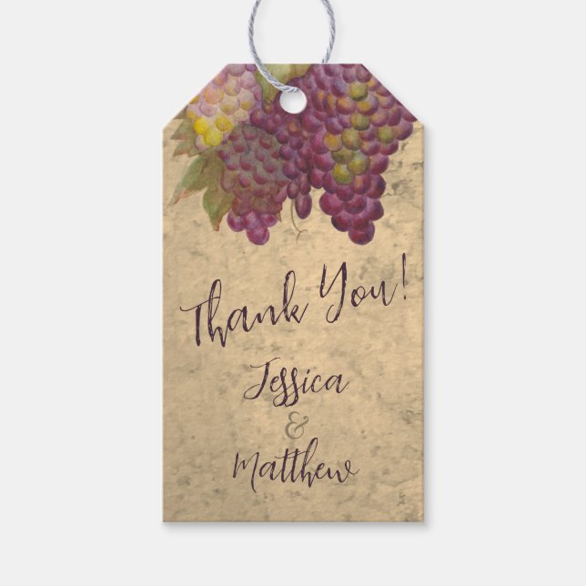 Étiquettes-cadeau Couples de vignobles rustiques "Merci" Favoriser (Devant)