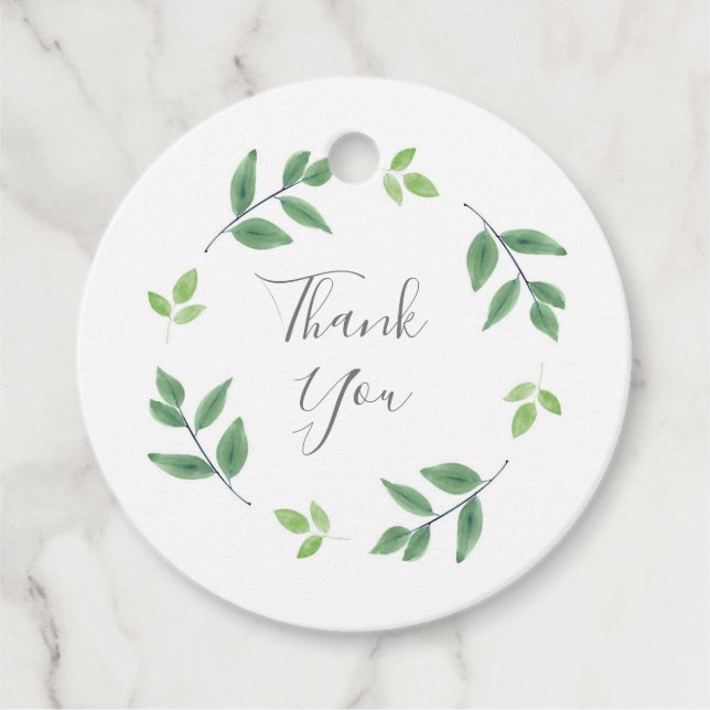 Étiquettes Cadeau Courbe de Feuille d'aquarelle simple (Devant)