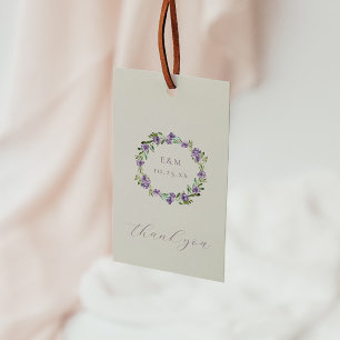 Étiquettes-cadeau Couronne botanique à l'aquarelle Fleurs violettes