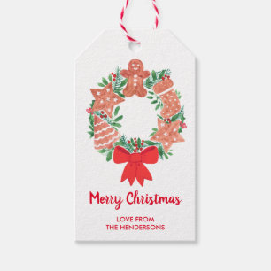 Étiquettes-cadeau Couronne de biscuits de Noël personnalisée