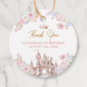 Étiquettes Cadeau Couronne de Château d'Anniversaire de Princesse IL