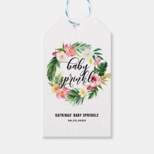 Étiquettes-cadeau Couronne de fleurs tropicales à l'aquarelle pour B