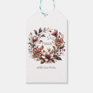 Étiquettes-cadeau Couronne de magnolia en cuivre rustique