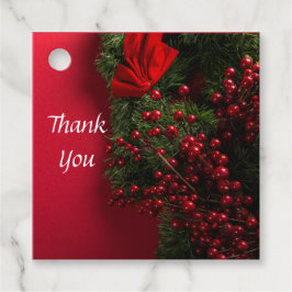 Étiquettes Cadeau couronne de noël avec baies rouges