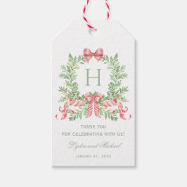 Étiquettes-cadeau Couronne de Noël avec Bow | Mariage de monogramme