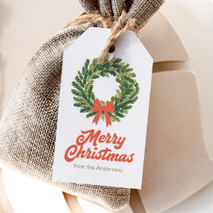 Étiquettes-cadeau Couronne de Noël joyeux Noël