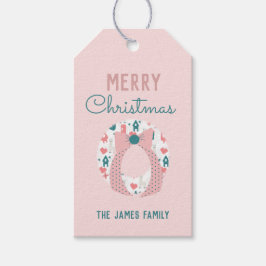 Étiquettes-cadeau Couronne de Noël Llama Famille Patron