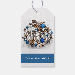 Étiquettes-cadeau Couronne de pin chic Entreprise Noël