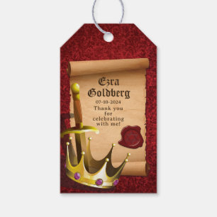 Étiquettes-cadeau Couronne d'épée de fantaisie Chevalier médiéval Ba
