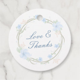 Étiquettes Cadeau Couronne florale bleue ronde