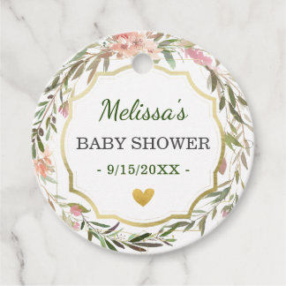 Étiquettes Cadeau Couronne florale chic verdure Baby Shower Sprinkle