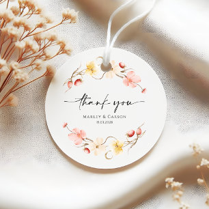 Étiquettes Cadeau Couronne florale de printemps pour mariage, cadeau