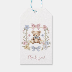 Étiquettes-cadeau Couronne florale d'ours en peluche pour remercieme