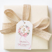 Couronne florale rose en ruban pour la Première Co