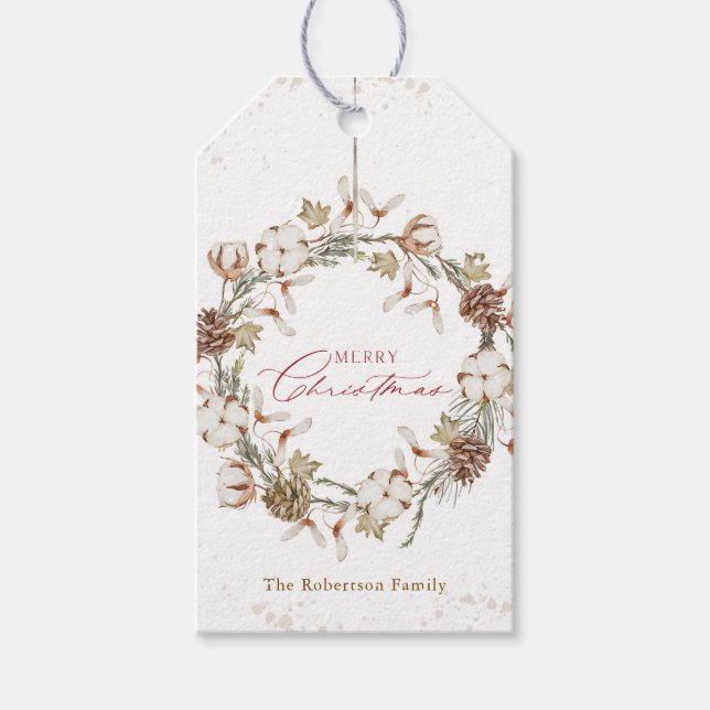 Étiquettes-cadeau Couronne minimaliste de Noël (Devant)