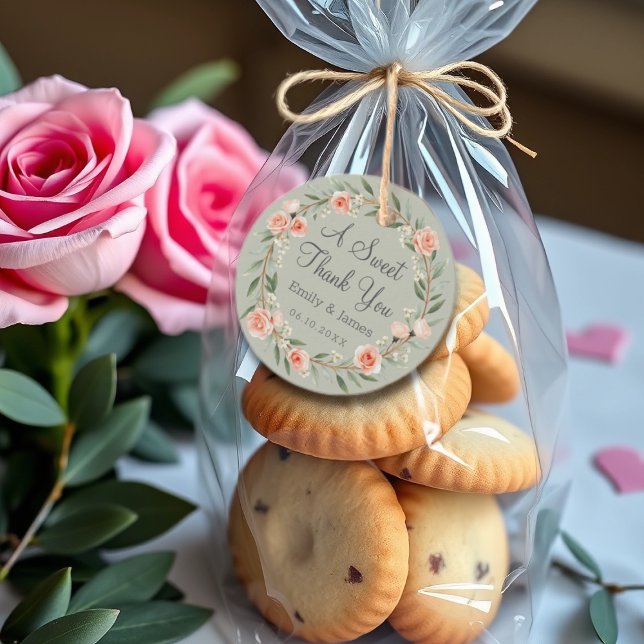 Étiquettes Cadeau Couronne rose verte et romantique (Créateur téléchargé)