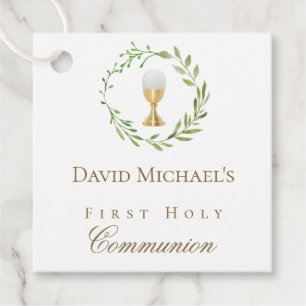 Étiquettes Cadeau Couronne verte de première communion solennelle