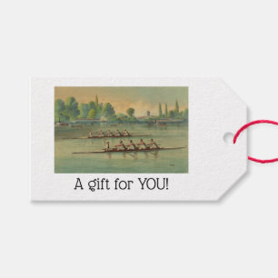 Étiquettes-cadeau Course de bateau de course de l'équipage vintage R