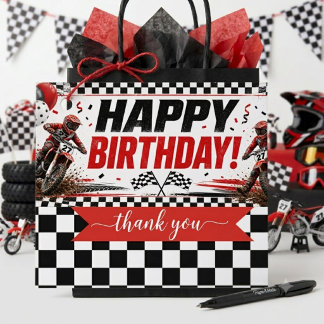 Étiquettes Cadeau Course de Motocross Tout-Terrain pour Enfants, Per