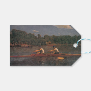 Étiquettes-cadeau Course en bateau d'aviron sur la rivière