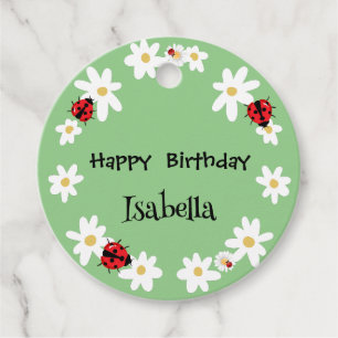 Étiquettes Cadeau Coute Polka point Ladybug Daisy Flower fête d'anni