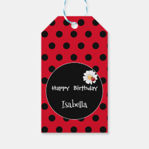 Étiquettes-cadeau Coute Polka point Ladybug Daisy Flower fête d'anni