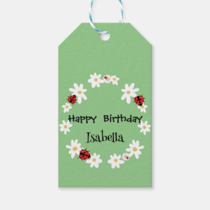 Étiquettes-cadeau Coute Polka point Ladybug Daisy Flower fête d'anni