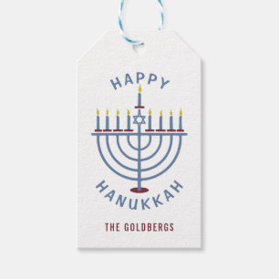 Étiquettes-cadeau Coutume heureuse de partie de Hanoukka Menorah