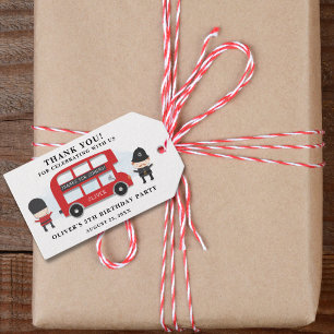 Étiquettes-cadeau Coutume London Theme Bus Anniversaire de enfant Pa
