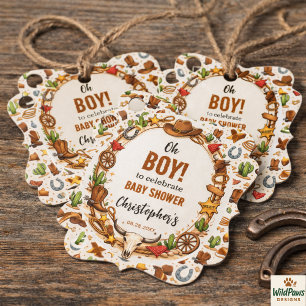 Étiquettes Cadeau Cowboy Wild West Rodeo Ranch   Bébé occidental rus