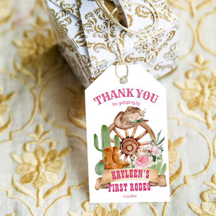 Étiquettes-cadeau Cowgirl 1st rodéo cheval fête de ferme merci