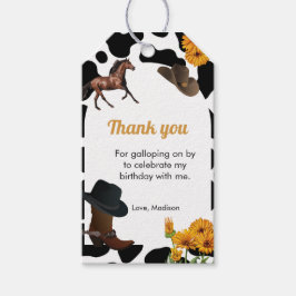 Étiquettes-cadeau Cowgirl premier rodéo anniversaire merci