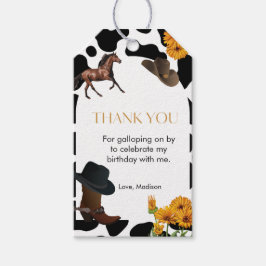 Étiquettes-cadeau cowgirl premier rodéo anniversaire merci
