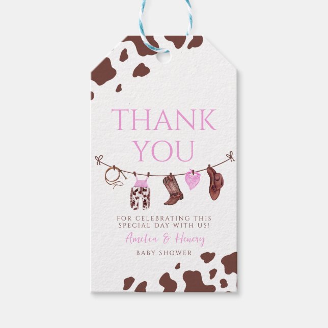 Étiquettes-cadeau Cowgirl Wild West Rodeo Western fille Baby shower (Devant)