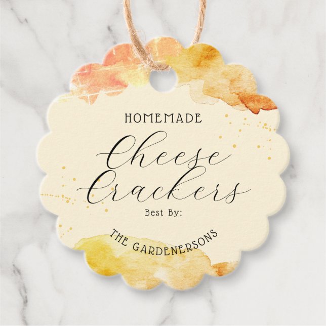 Étiquettes Cadeau Crackers au fromage maison Aquarelle (Devant)