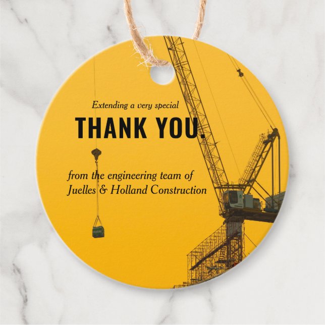 Étiquettes Cadeau Crane couchant | Thème de construction minimal (Devant)