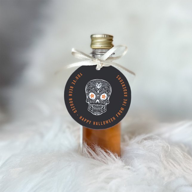 Étiquettes Cadeau Crâne de Calavera Vous avez été boisé Halloween (Créateur téléchargé)