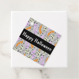 Étiquettes Cadeau Crâne de chauve-souris fantôme Halloween mignon mo