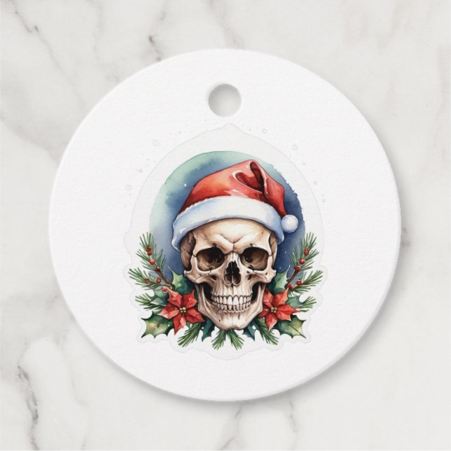 Étiquettes Cadeau Crâne de Noël (Devant)